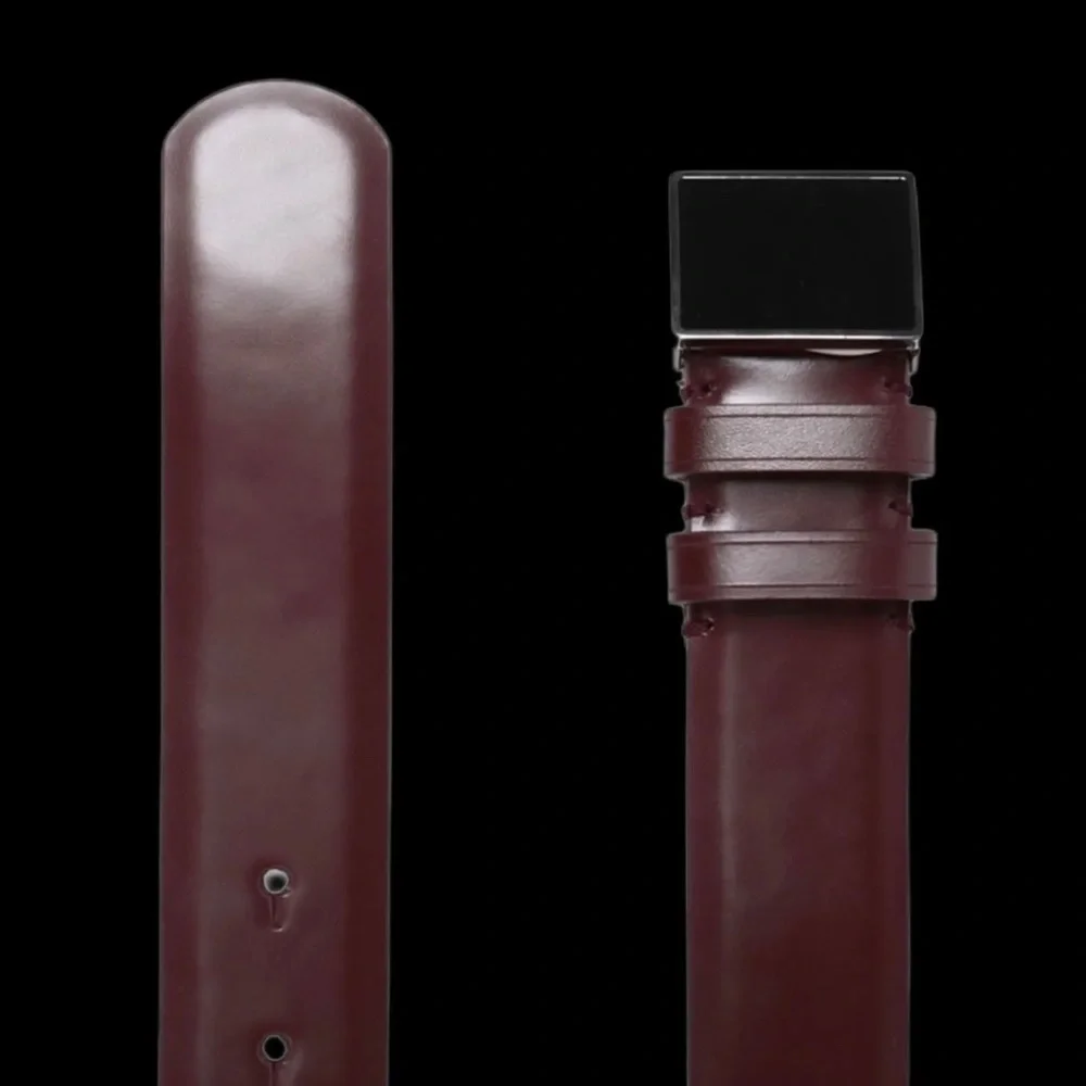 Maison Martin Margiela Burgundy Leather Belt with Black Square Buckle